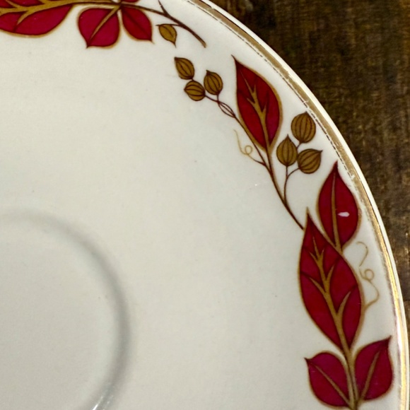 Maddock Teacup Saucer, Ultra Vitrified, Made in England, Leaf Gold Rim - Picture 2 of 5